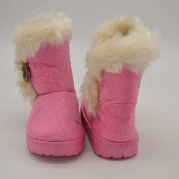 Baby Toddler Girls Pink Winter Faux Fur Boot New - Picture 4 of 7